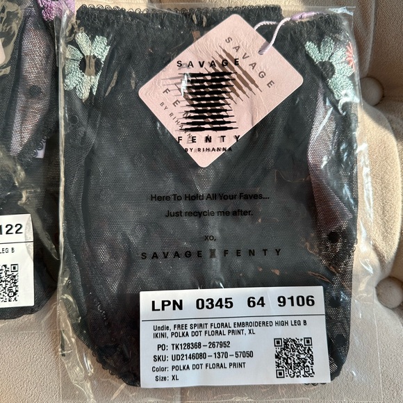 Savage X Fenty Polka Dot Floral Free Spirit Embroidery High Leg Bikini Panty - Picture 13 of 14